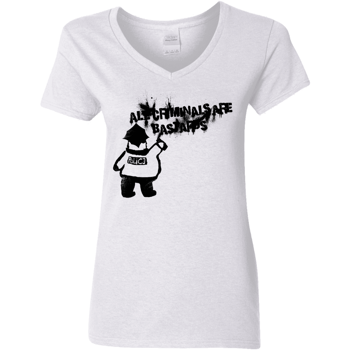 T-Shirts White / S Banksy Police Women's V-Neck T-Shirt