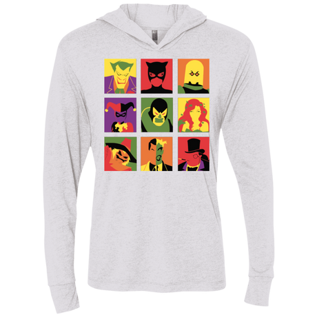 T-Shirts Heather White / X-Small Bat Pop Triblend Long Sleeve Hoodie Tee