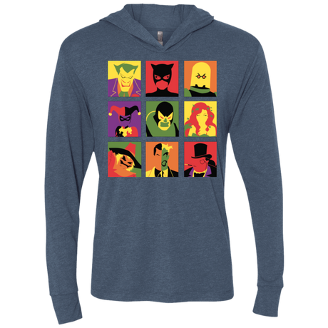 T-Shirts Indigo / X-Small Bat Pop Triblend Long Sleeve Hoodie Tee