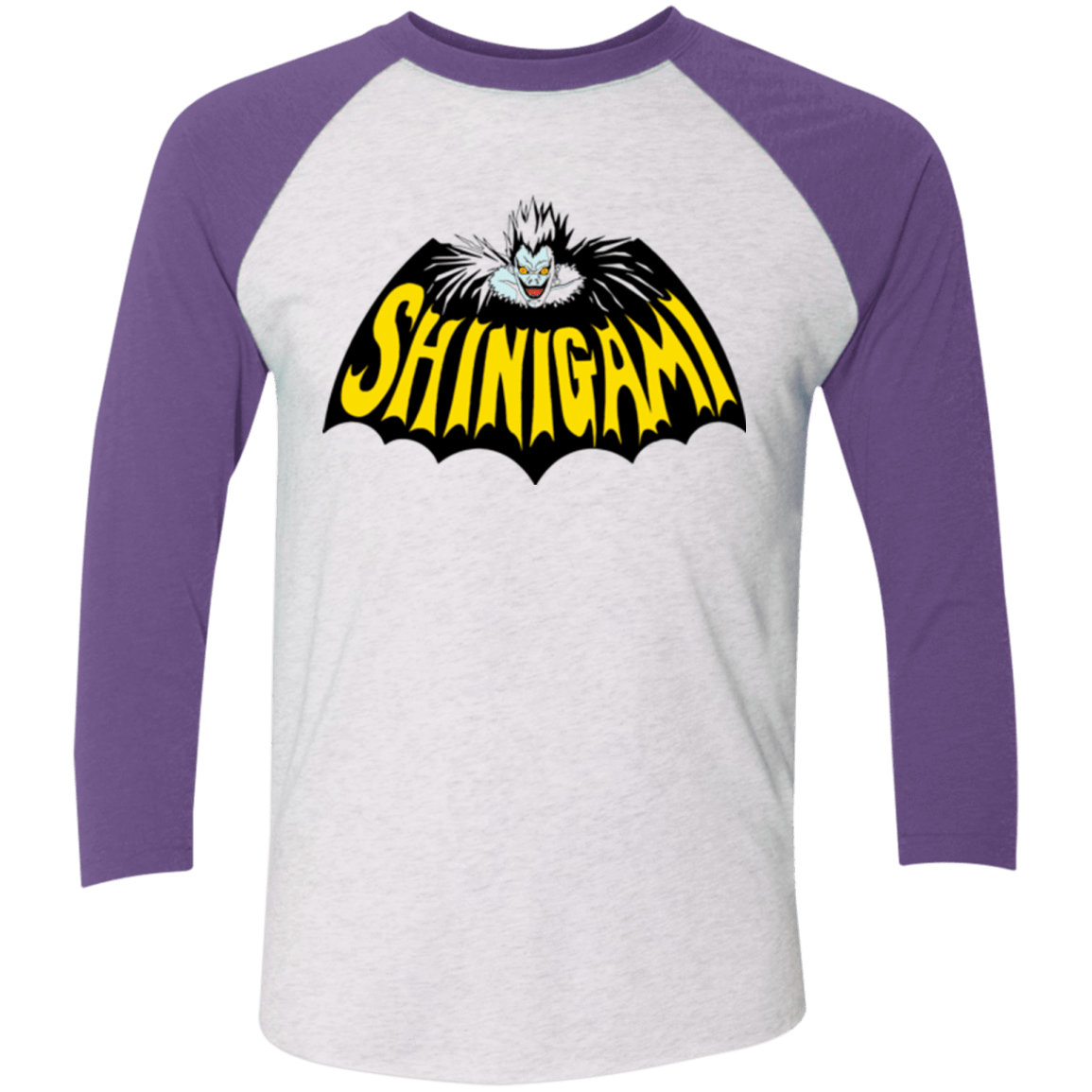 T-Shirts Heather White/Purple Rush / X-Small Bat Shinigami Men's Triblend 3/4 Sleeve