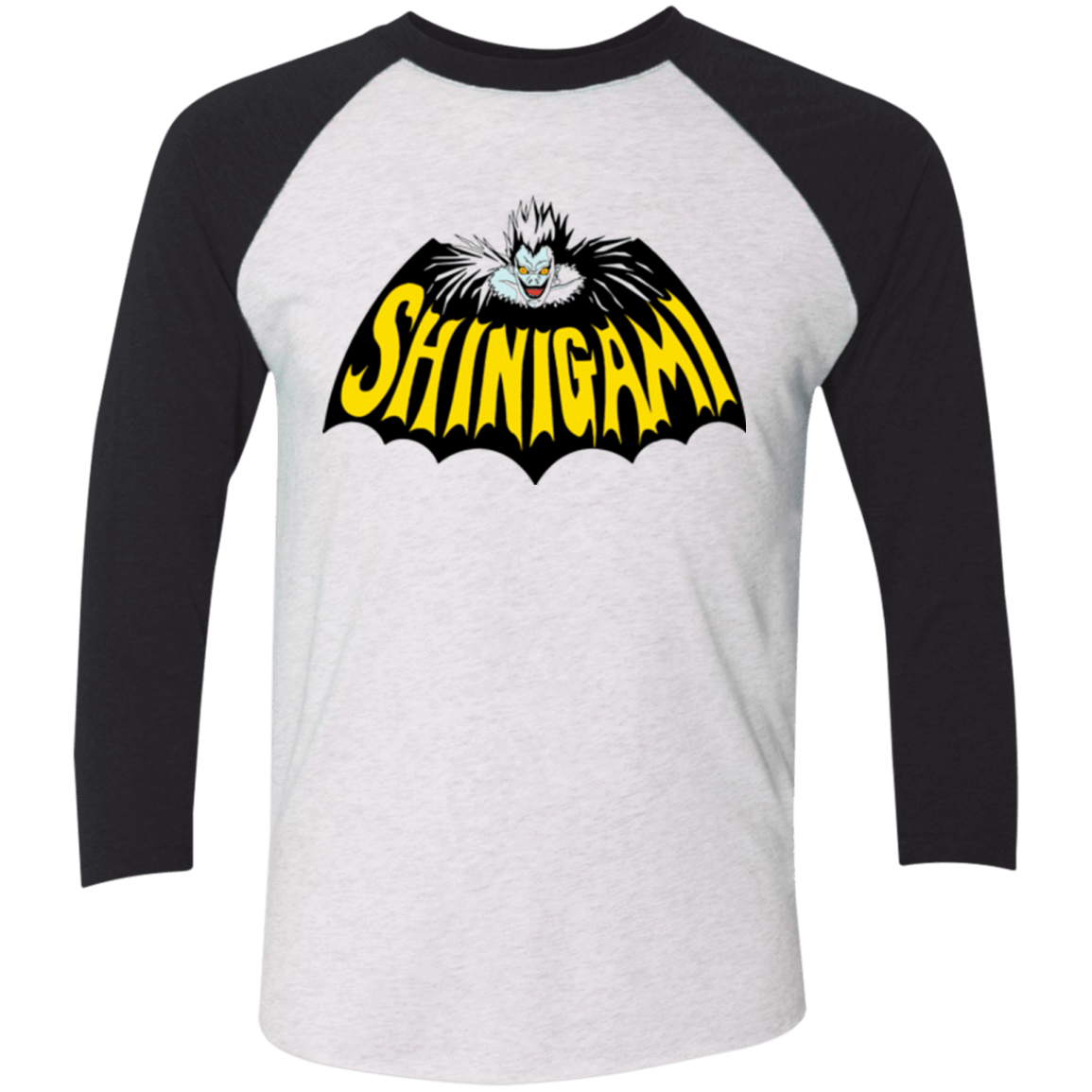 T-Shirts Heather White/Vintage Black / X-Small Bat Shinigami Men's Triblend 3/4 Sleeve