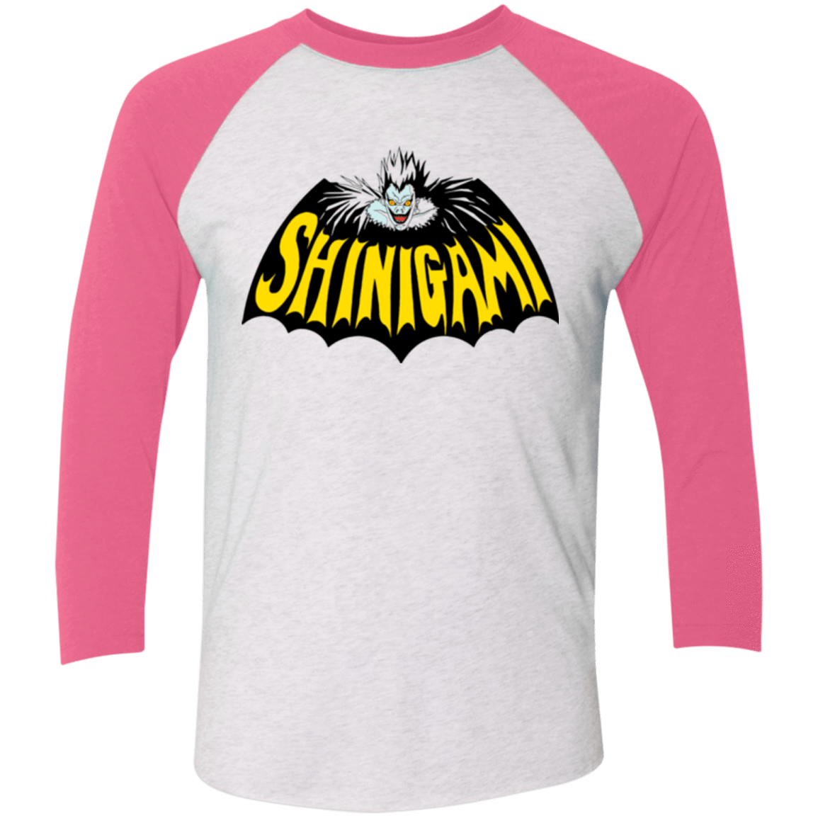 T-Shirts Heather White/Vintage Pink / X-Small Bat Shinigami Men's Triblend 3/4 Sleeve