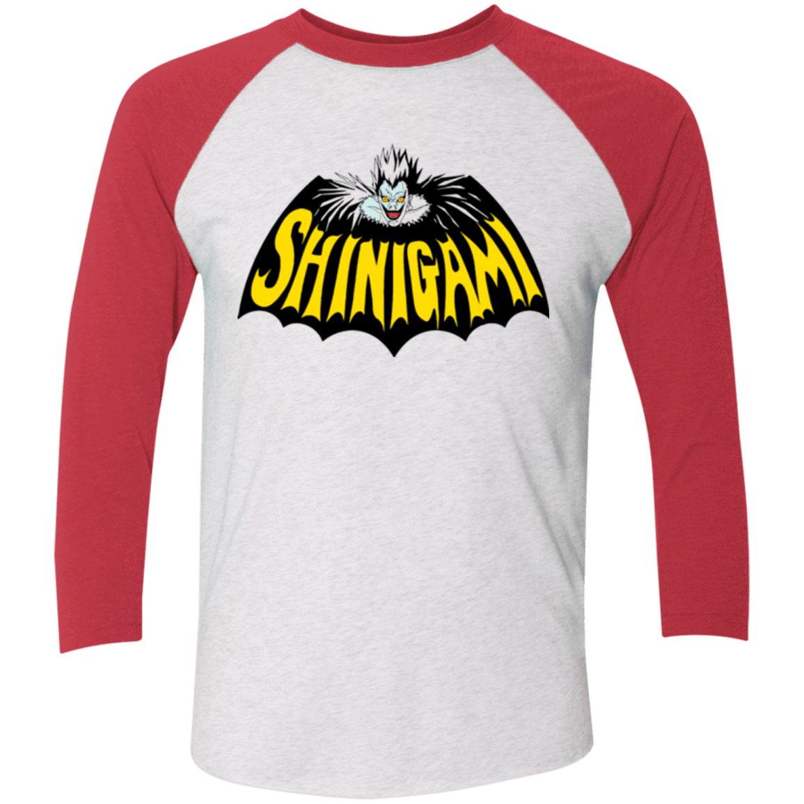 T-Shirts Heather White/Vintage Red / X-Small Bat Shinigami Men's Triblend 3/4 Sleeve