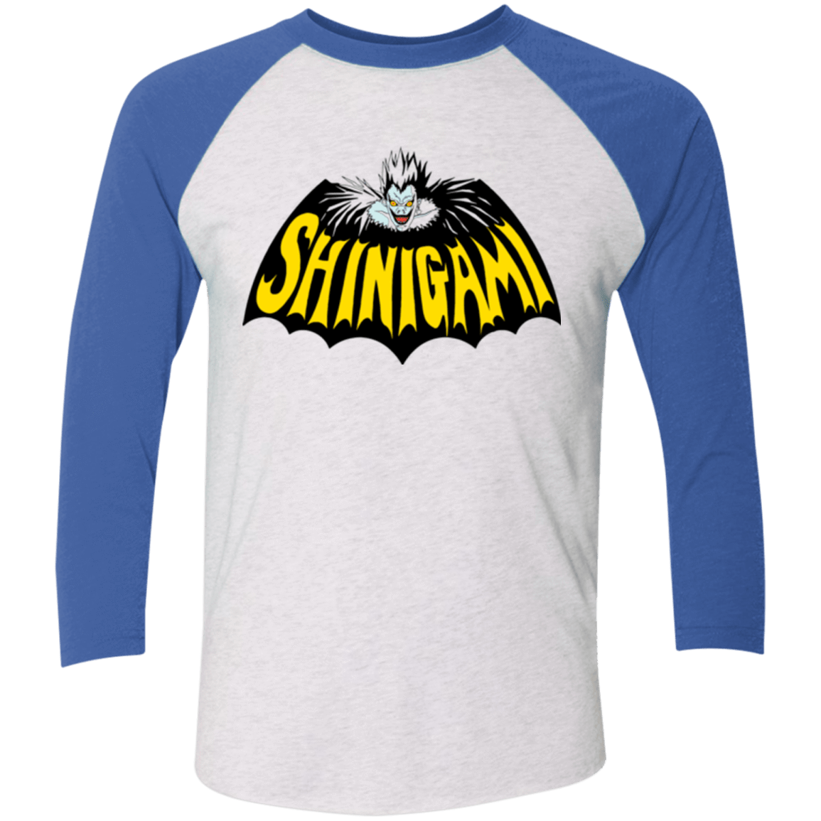 T-Shirts Heather White/Vintage Royal / X-Small Bat Shinigami Men's Triblend 3/4 Sleeve