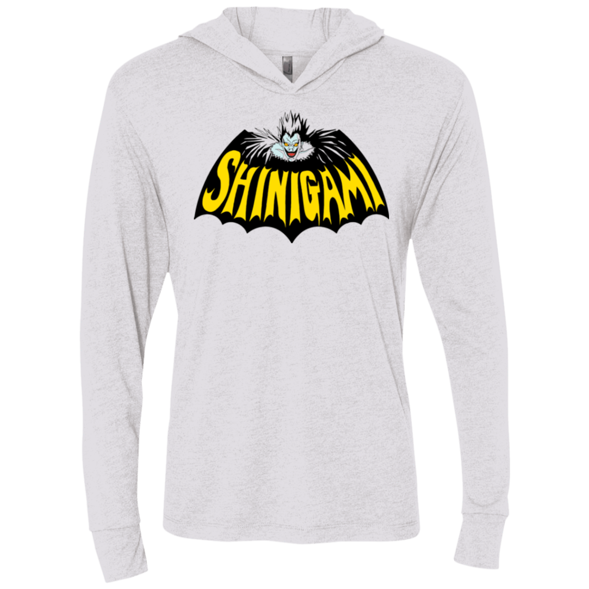 T-Shirts Heather White / X-Small Bat Shinigami Triblend Long Sleeve Hoodie Tee