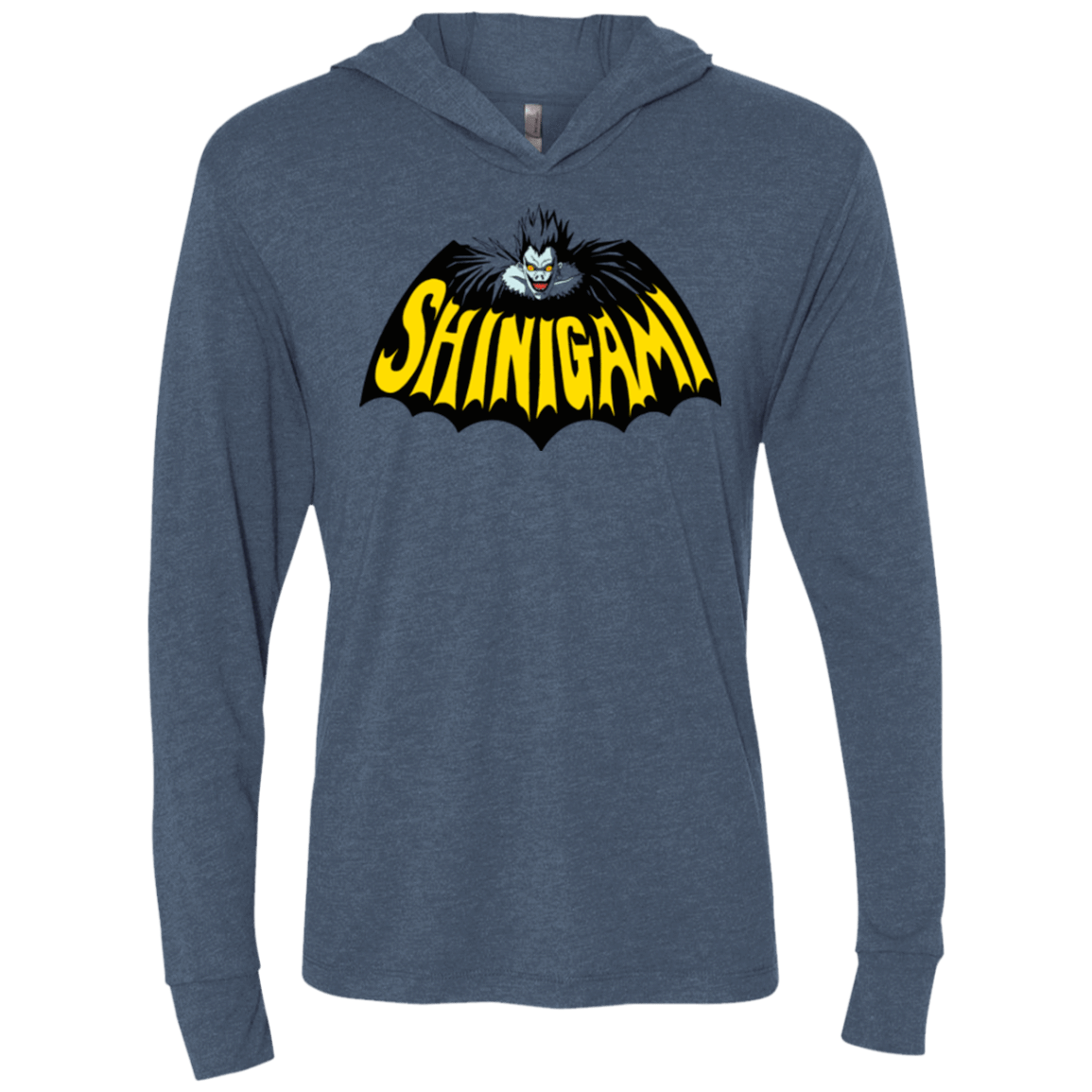 T-Shirts Indigo / X-Small Bat Shinigami Triblend Long Sleeve Hoodie Tee