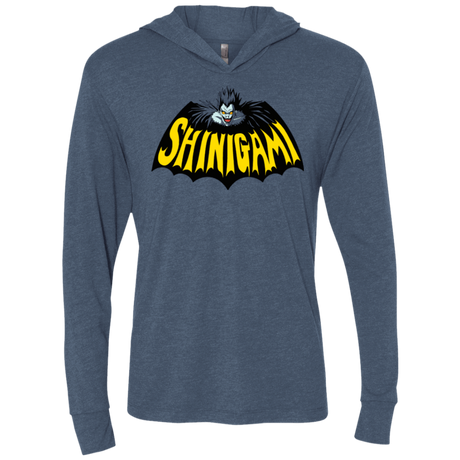 T-Shirts Indigo / X-Small Bat Shinigami Triblend Long Sleeve Hoodie Tee