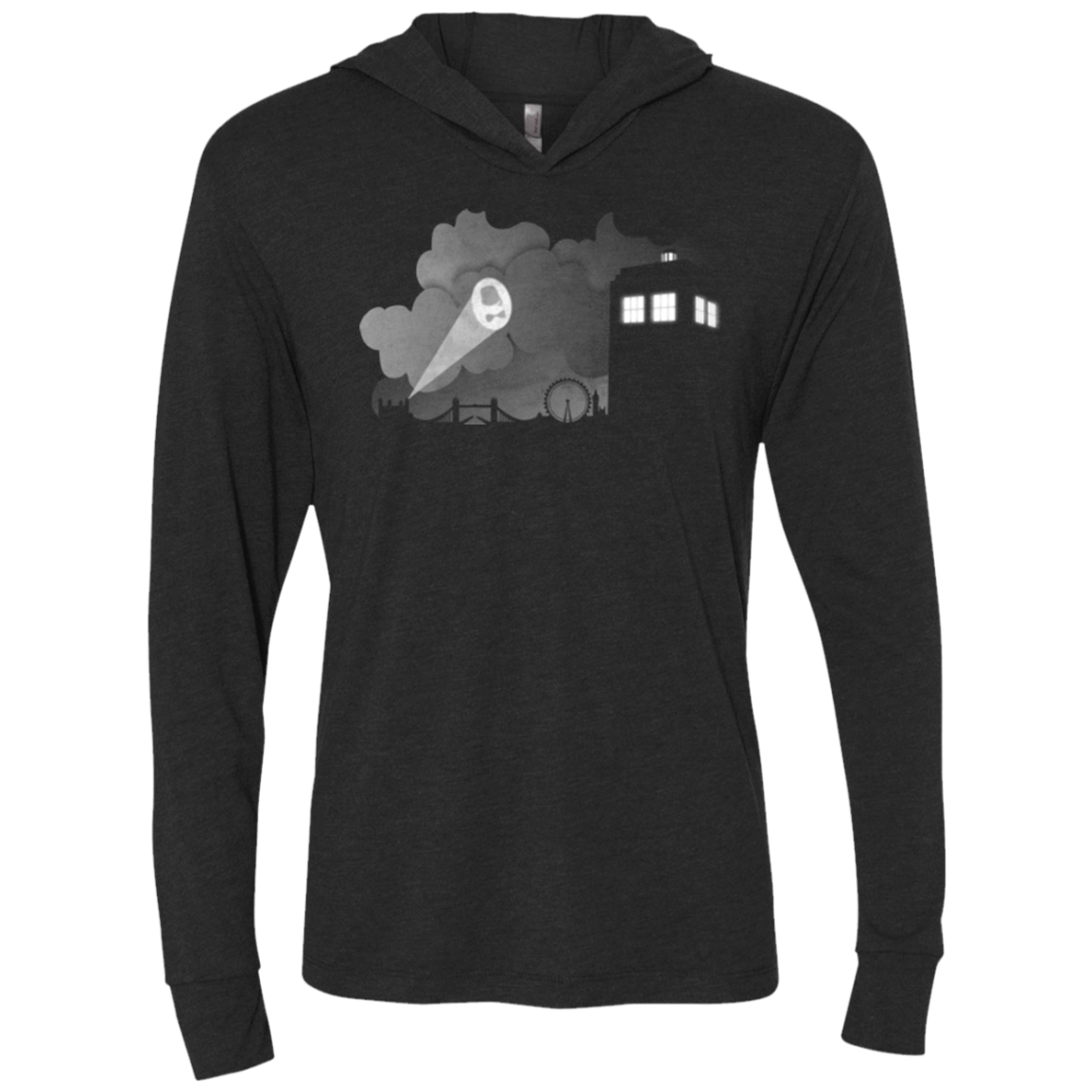 T-Shirts Vintage Black / X-Small Bat Tardis Triblend Long Sleeve Hoodie Tee