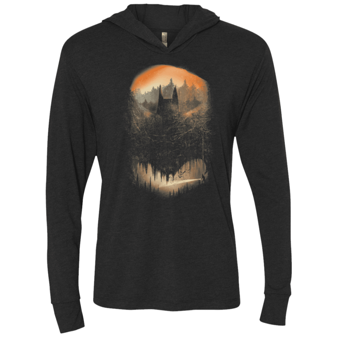 T-Shirts Vintage Black / X-Small Batcaving Orange Version Triblend Long Sleeve Hoodie Tee