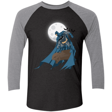 T-Shirts Vintage Black/Premium Heather / X-Small Batman Men's Triblend 3/4 Sleeve