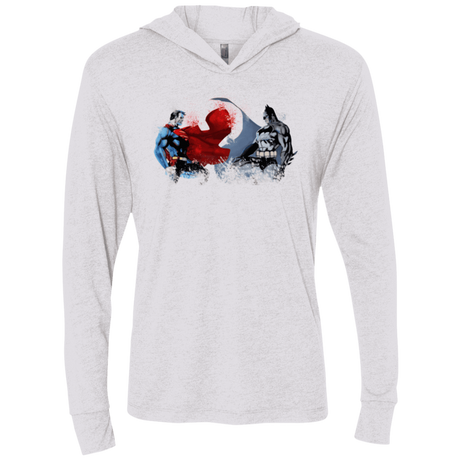 T-Shirts Heather White / X-Small Batman vs Superman Triblend Long Sleeve Hoodie Tee