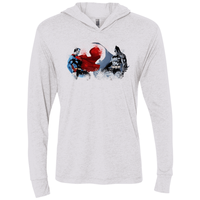 T-Shirts Heather White / X-Small Batman vs Superman Triblend Long Sleeve Hoodie Tee