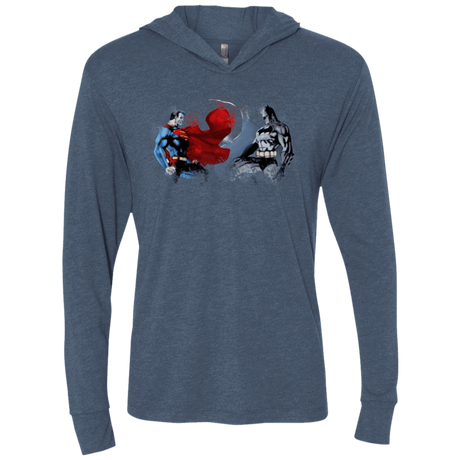 T-Shirts Indigo / X-Small Batman vs Superman Triblend Long Sleeve Hoodie Tee