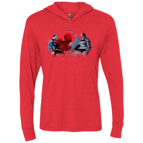 T-Shirts Vintage Red / X-Small Batman vs Superman Triblend Long Sleeve Hoodie Tee