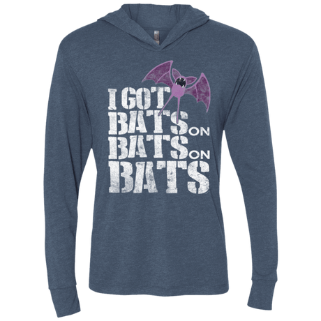 T-Shirts Indigo / X-Small Bats on Bats on Bats Triblend Long Sleeve Hoodie Tee