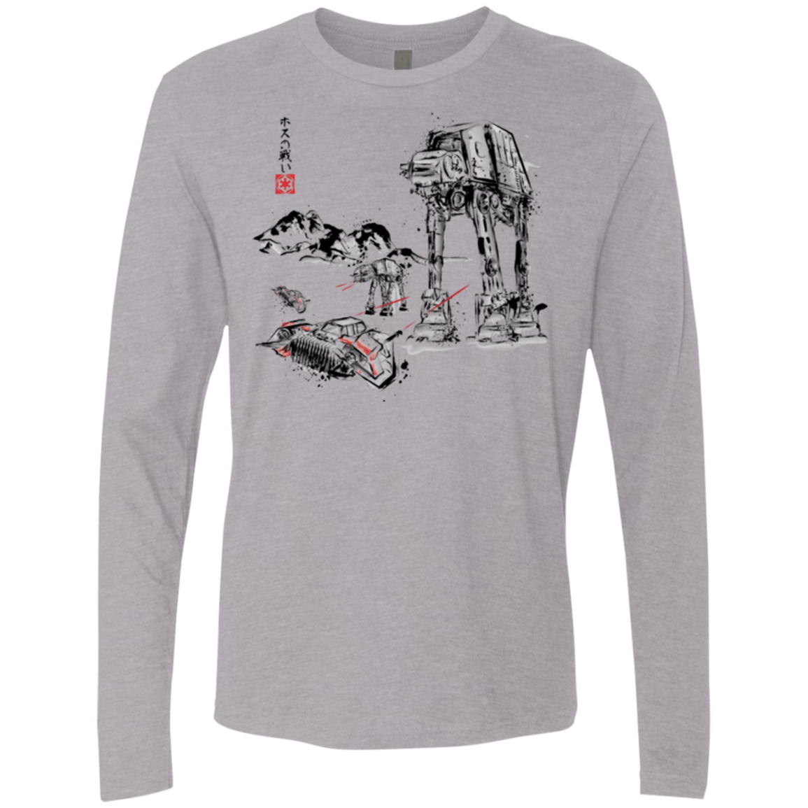 T-Shirts Heather Grey / Small Battle in the Snow Sumi e Men's Premium Long Sleeve
