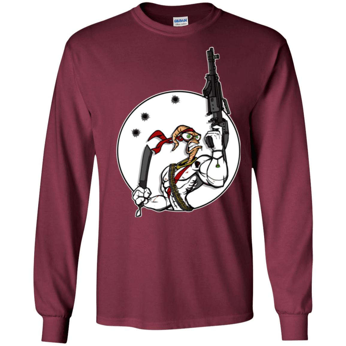 T-Shirts Maroon / S Battle Worm Men's Long Sleeve T-Shirt