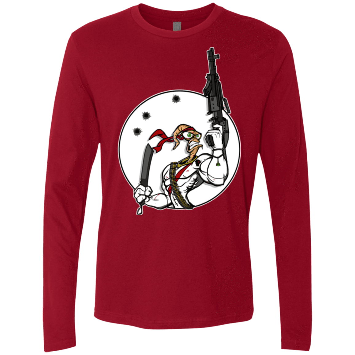 T-Shirts Cardinal / S Battle Worm Men's Premium Long Sleeve
