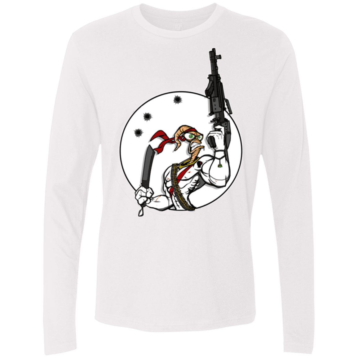 T-Shirts White / S Battle Worm Men's Premium Long Sleeve