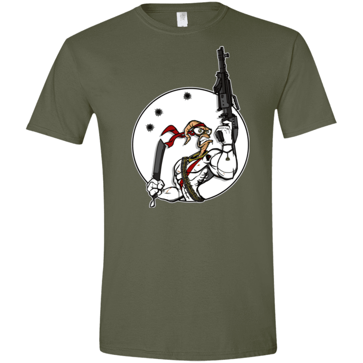 T-Shirts Military Green / S Battle Worm Men's Semi-Fitted Softstyle