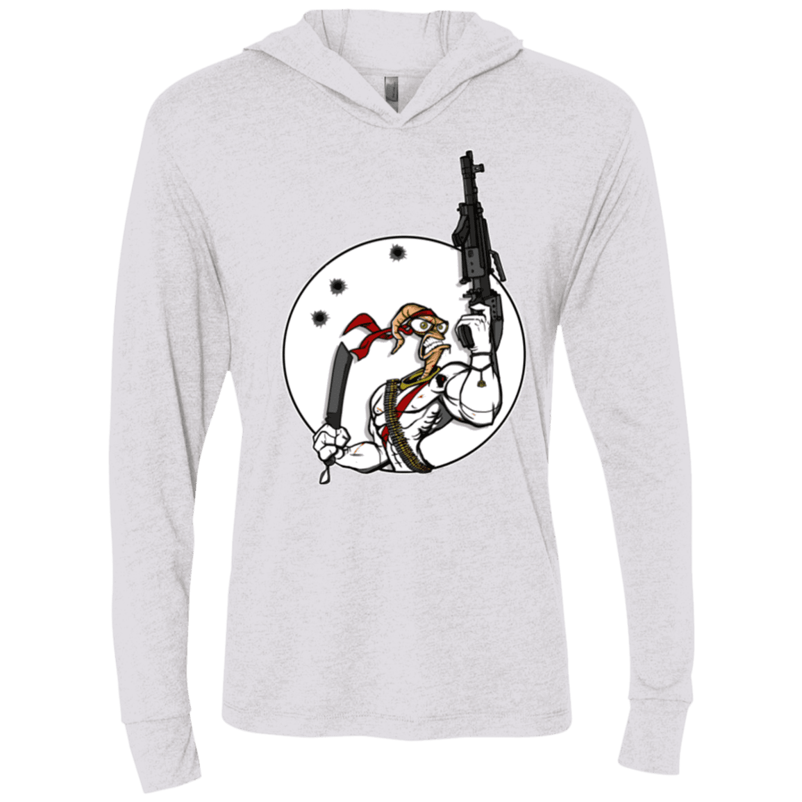 T-Shirts Heather White / X-Small Battle Worm Triblend Long Sleeve Hoodie Tee