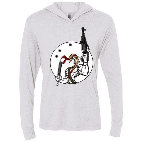 T-Shirts Heather White / X-Small Battle Worm Triblend Long Sleeve Hoodie Tee