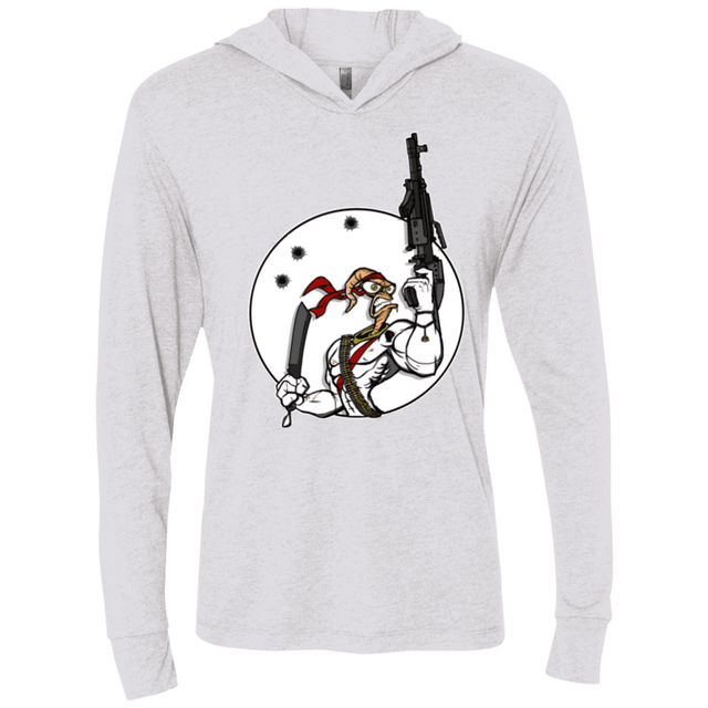 T-Shirts Heather White / X-Small Battle Worm Triblend Long Sleeve Hoodie Tee
