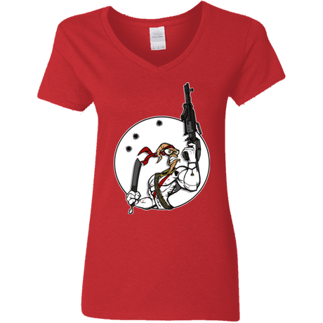 T-Shirts Red / S Battle Worm Women's V-Neck T-Shirt