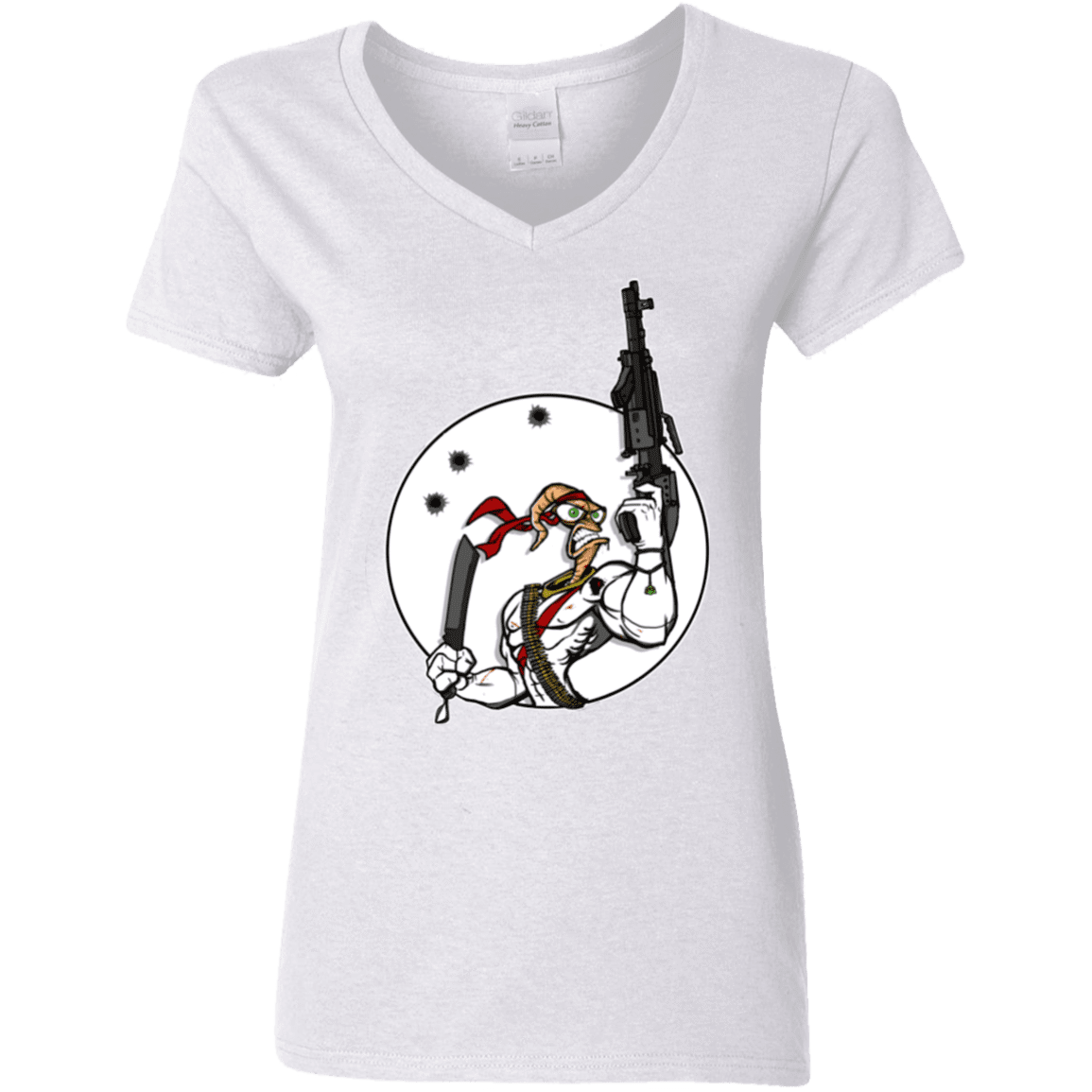 T-Shirts White / S Battle Worm Women's V-Neck T-Shirt