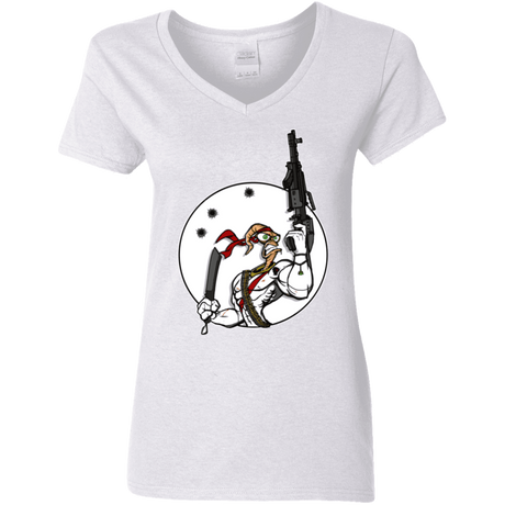 T-Shirts White / S Battle Worm Women's V-Neck T-Shirt