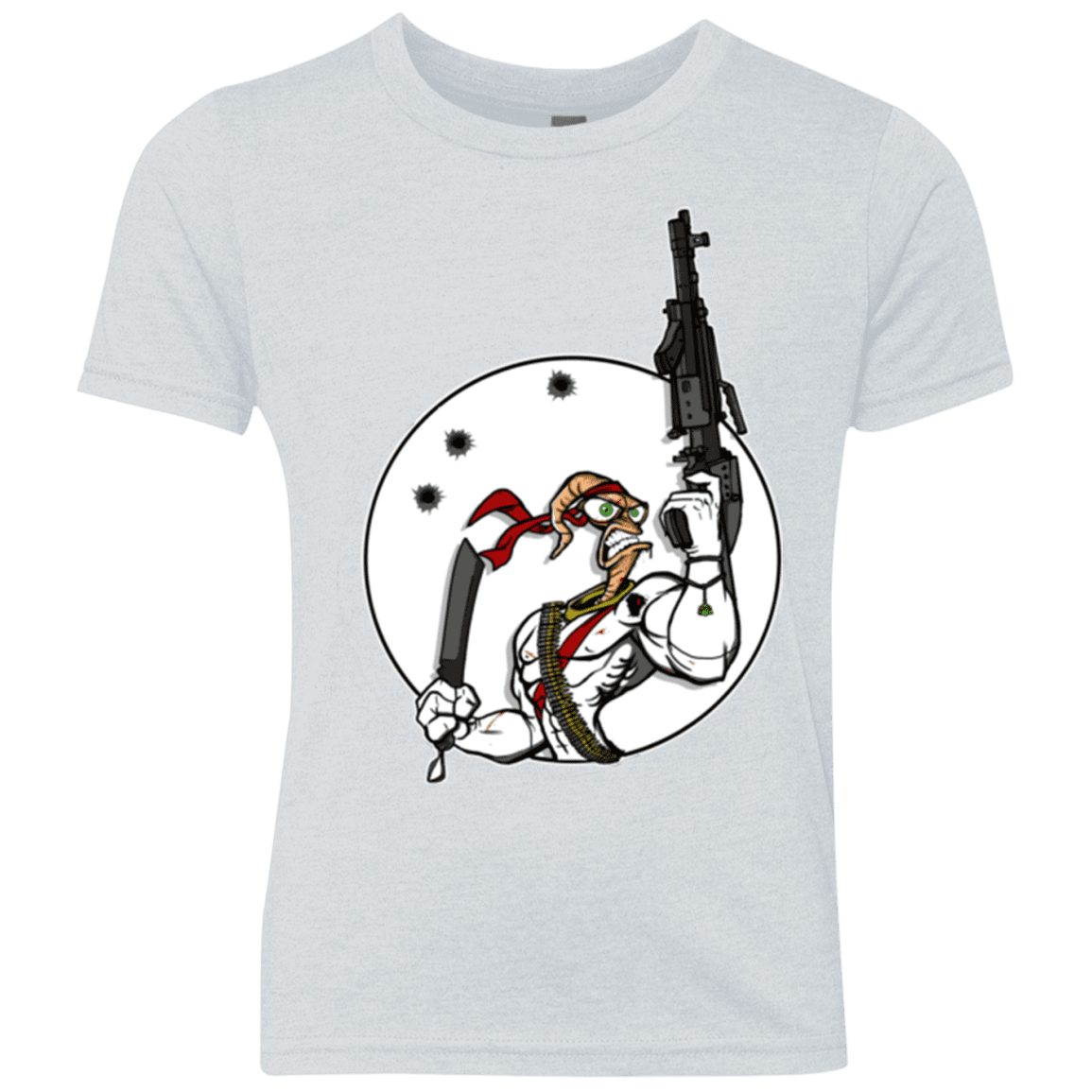 T-Shirts Heather White / YXS Battle Worm Youth Triblend T-Shirt