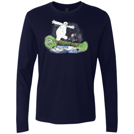 T-Shirts Midnight Navy / Small Baymax And Hiro Men's Premium Long Sleeve