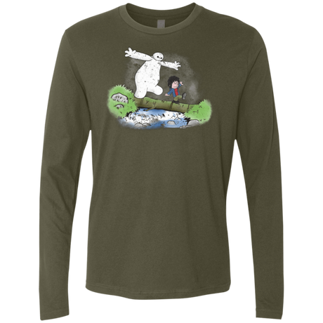 T-Shirts Military Green / Small Baymax And Hiro Men's Premium Long Sleeve