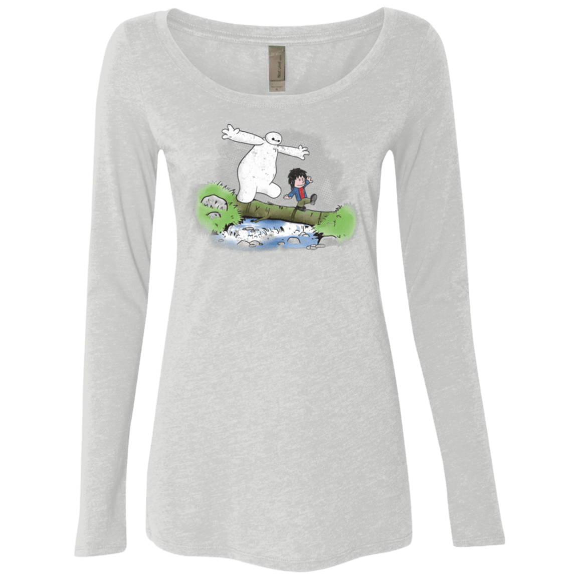 T-Shirts Heather White / Small Baymax And Hiro Women's Triblend Long Sleeve Shirt