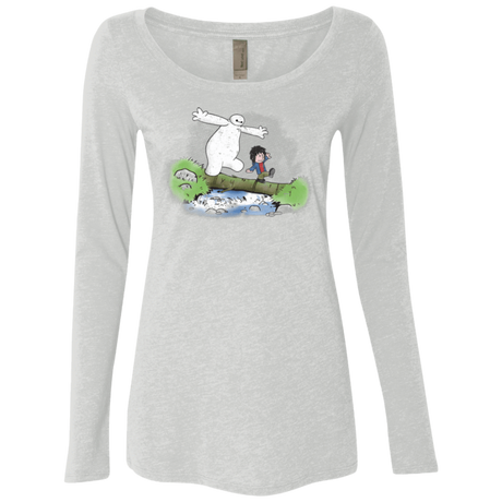 T-Shirts Heather White / Small Baymax And Hiro Women's Triblend Long Sleeve Shirt