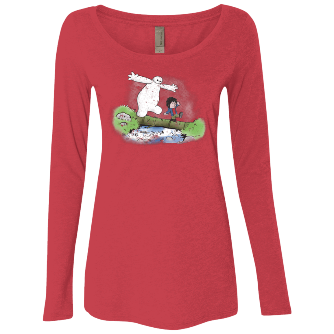 T-Shirts Vintage Red / Small Baymax And Hiro Women's Triblend Long Sleeve Shirt