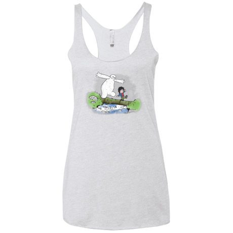 T-Shirts Heather White / X-Small Baymax And Hiro Women's Triblend Racerback Tank