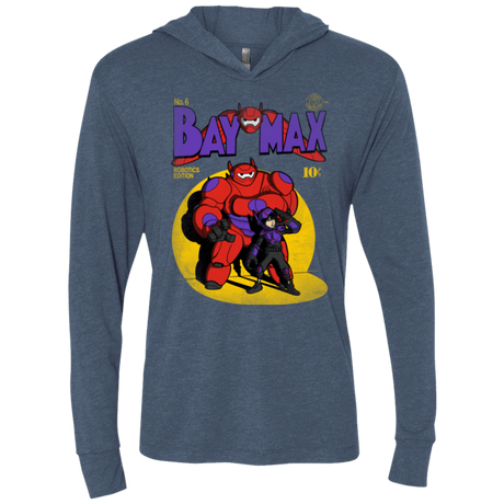 T-Shirts Indigo / X-Small Baymax Number 9 Triblend Long Sleeve Hoodie Tee