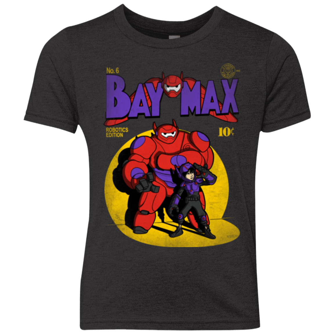 T-Shirts Vintage Black / YXS Baymax Number 9 Youth Triblend T-Shirt