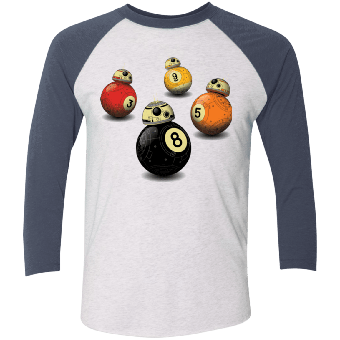T-Shirts Heather White/Indigo / X-Small BB9 Ball Men's Triblend 3/4 Sleeve