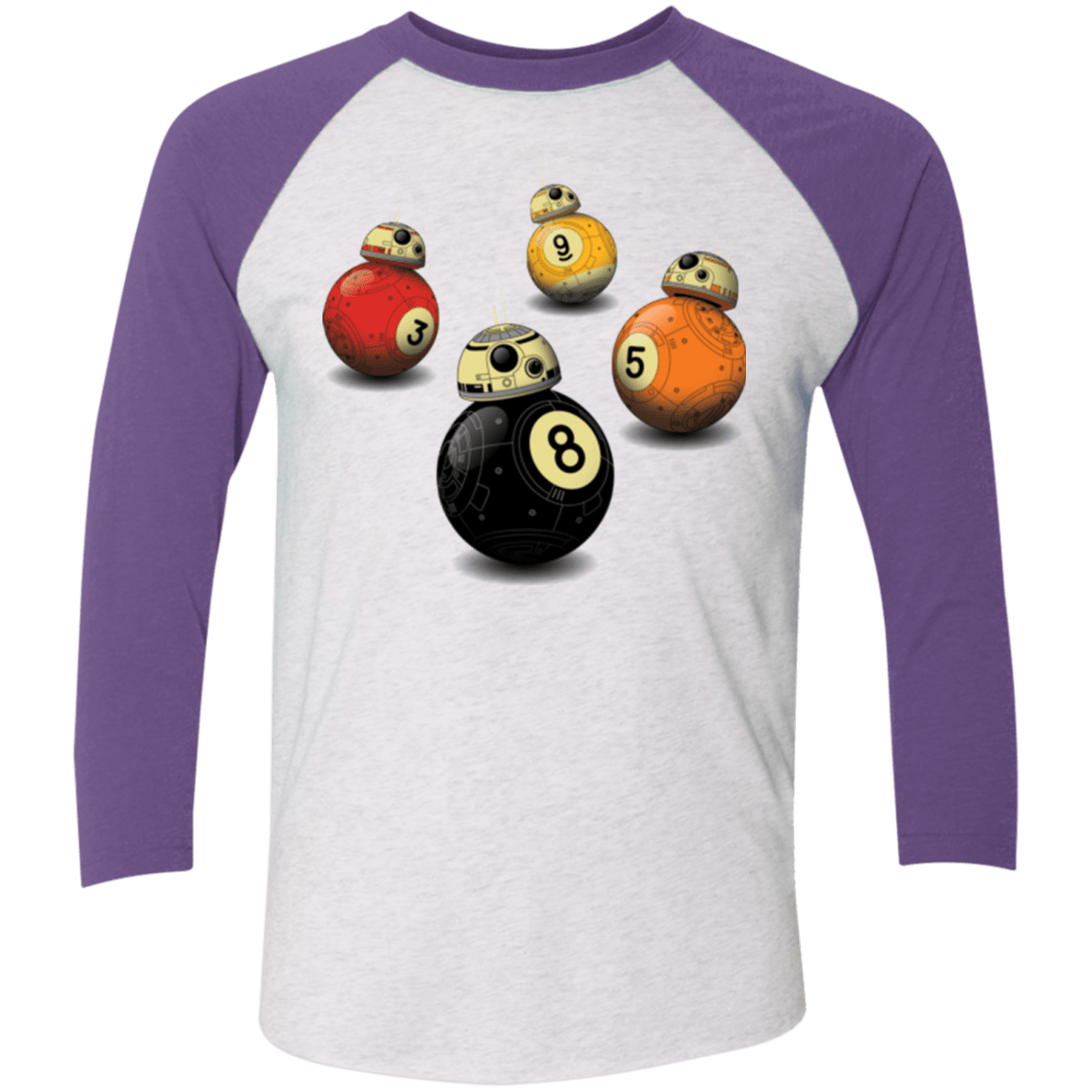 T-Shirts Heather White/Purple Rush / X-Small BB9 Ball Men's Triblend 3/4 Sleeve