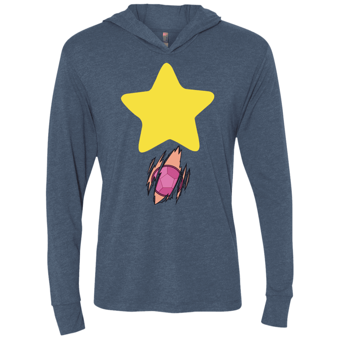 T-Shirts Indigo / X-Small Be like Steven Triblend Long Sleeve Hoodie Tee