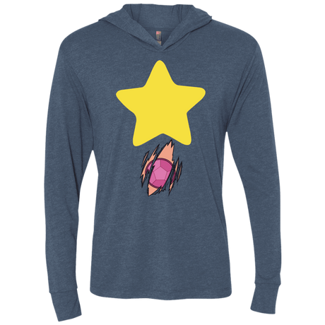 T-Shirts Indigo / X-Small Be like Steven Triblend Long Sleeve Hoodie Tee