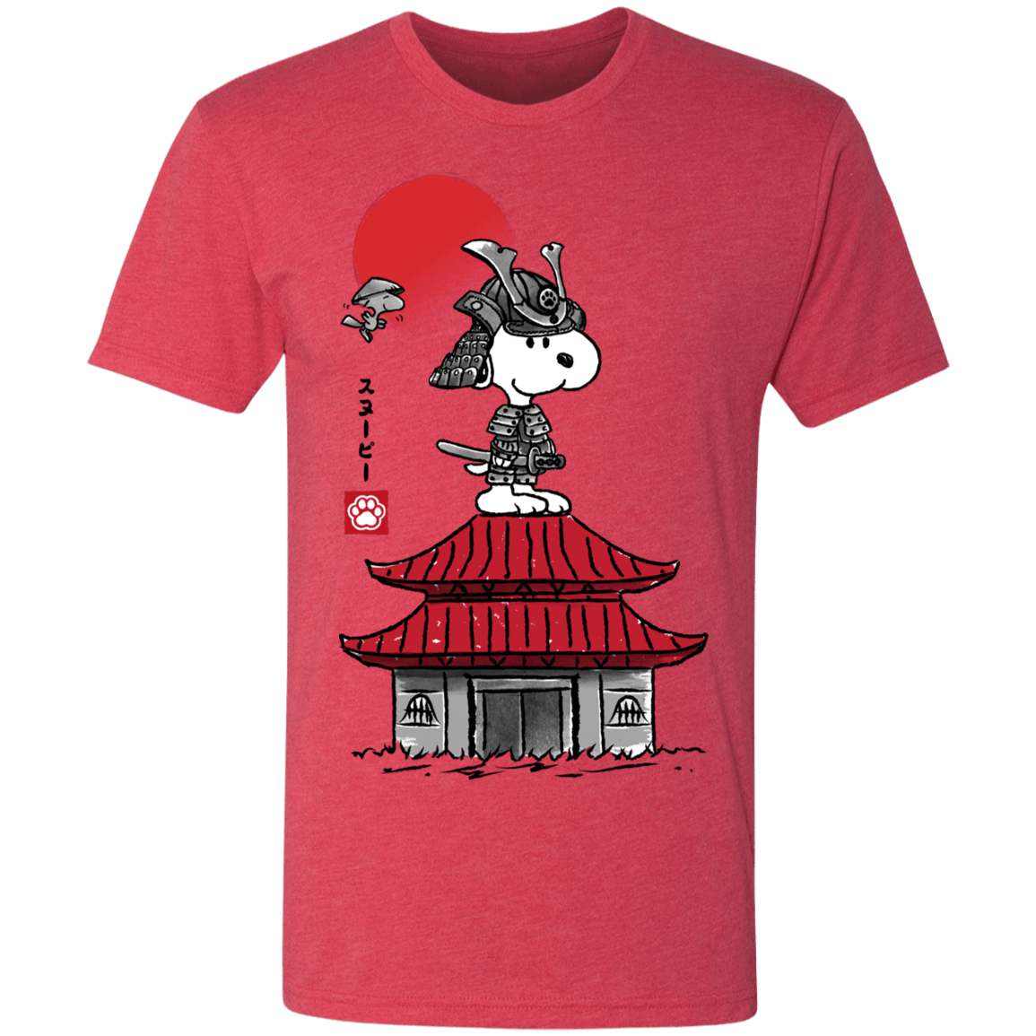 T-Shirts Vintage Red / S Beagle Samurai sumi-e Men's Triblend T-Shirt