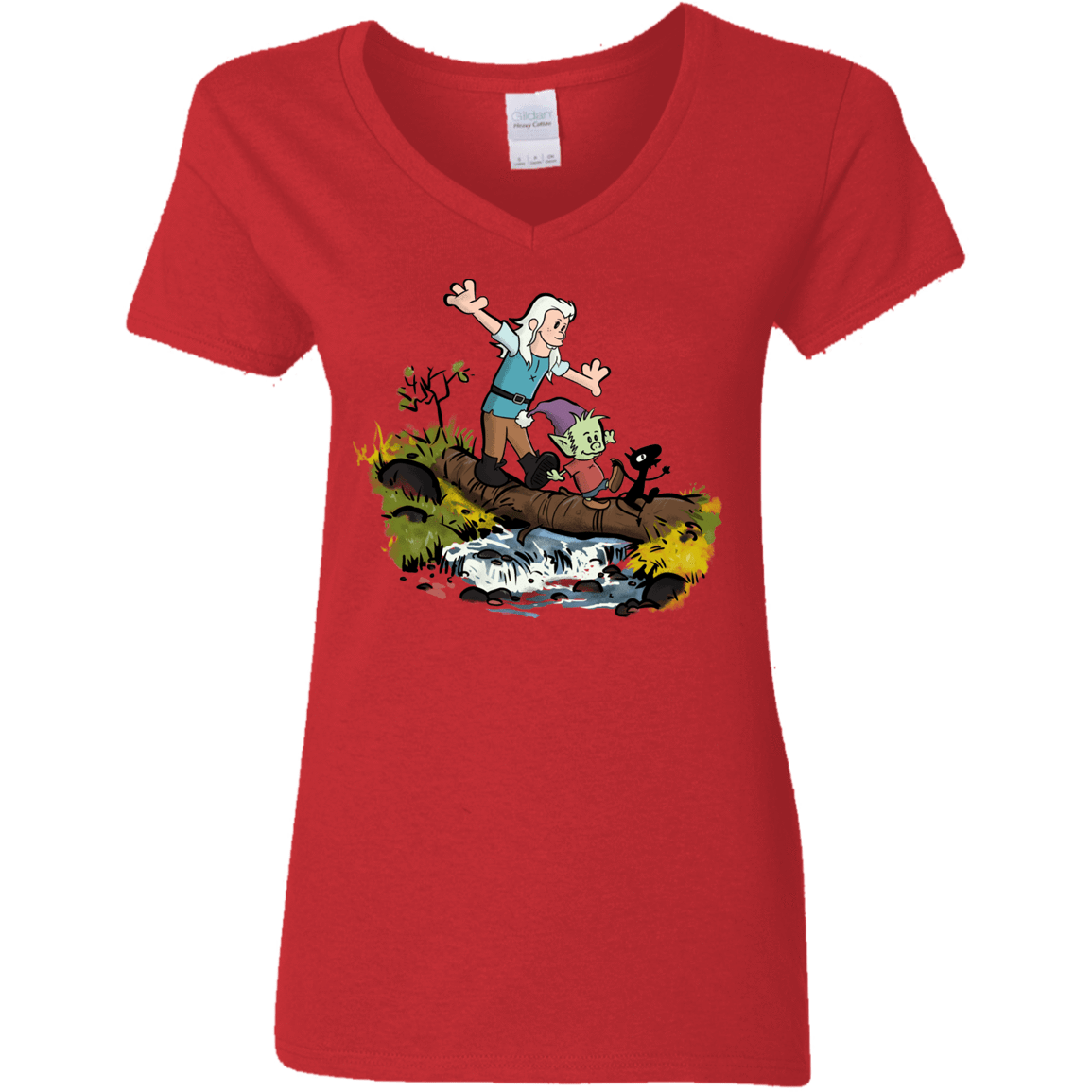 T-Shirts Red / S Bean and Elfo Women's V-Neck T-Shirt