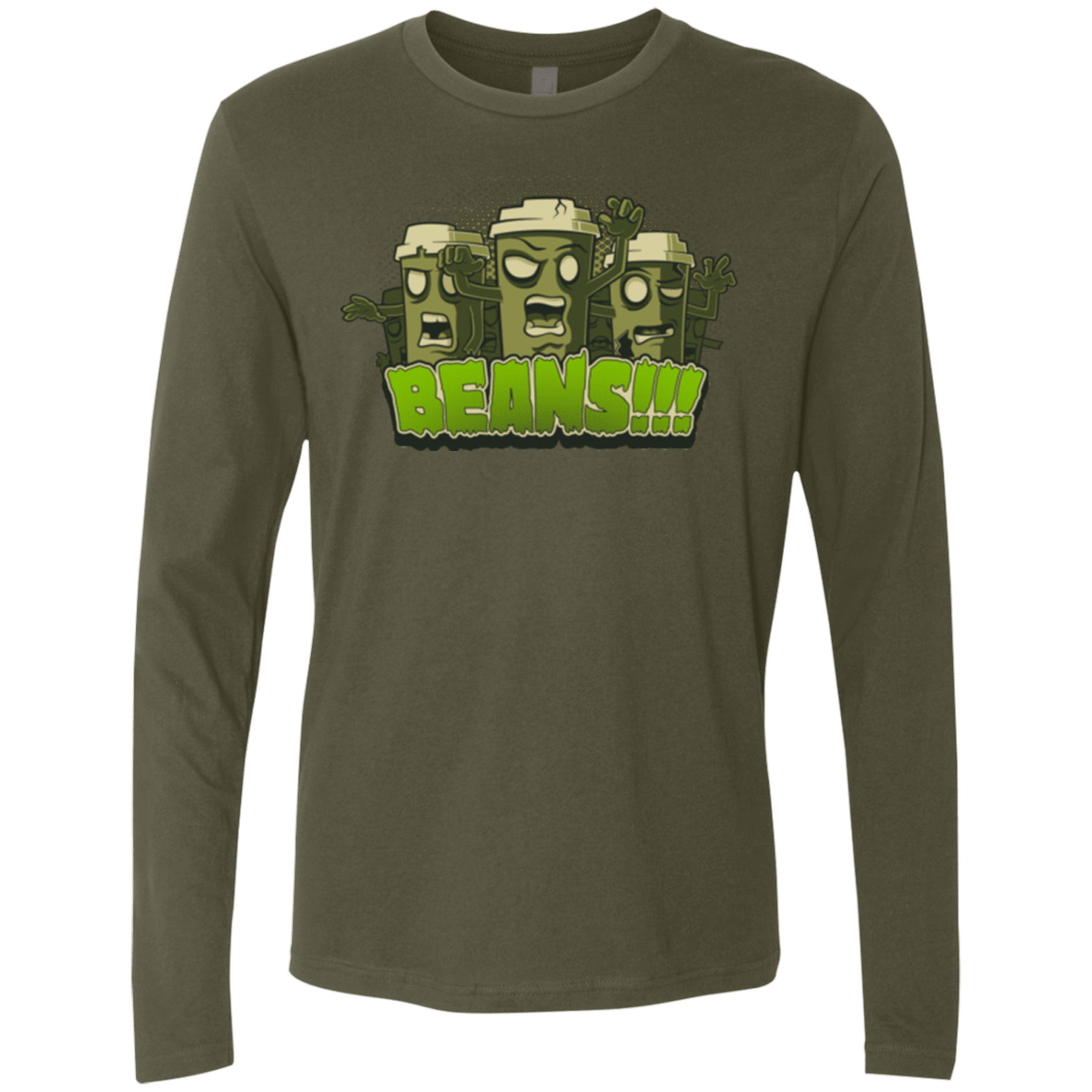 T-Shirts Military Green / Small Beans Men's Premium Long Sleeve