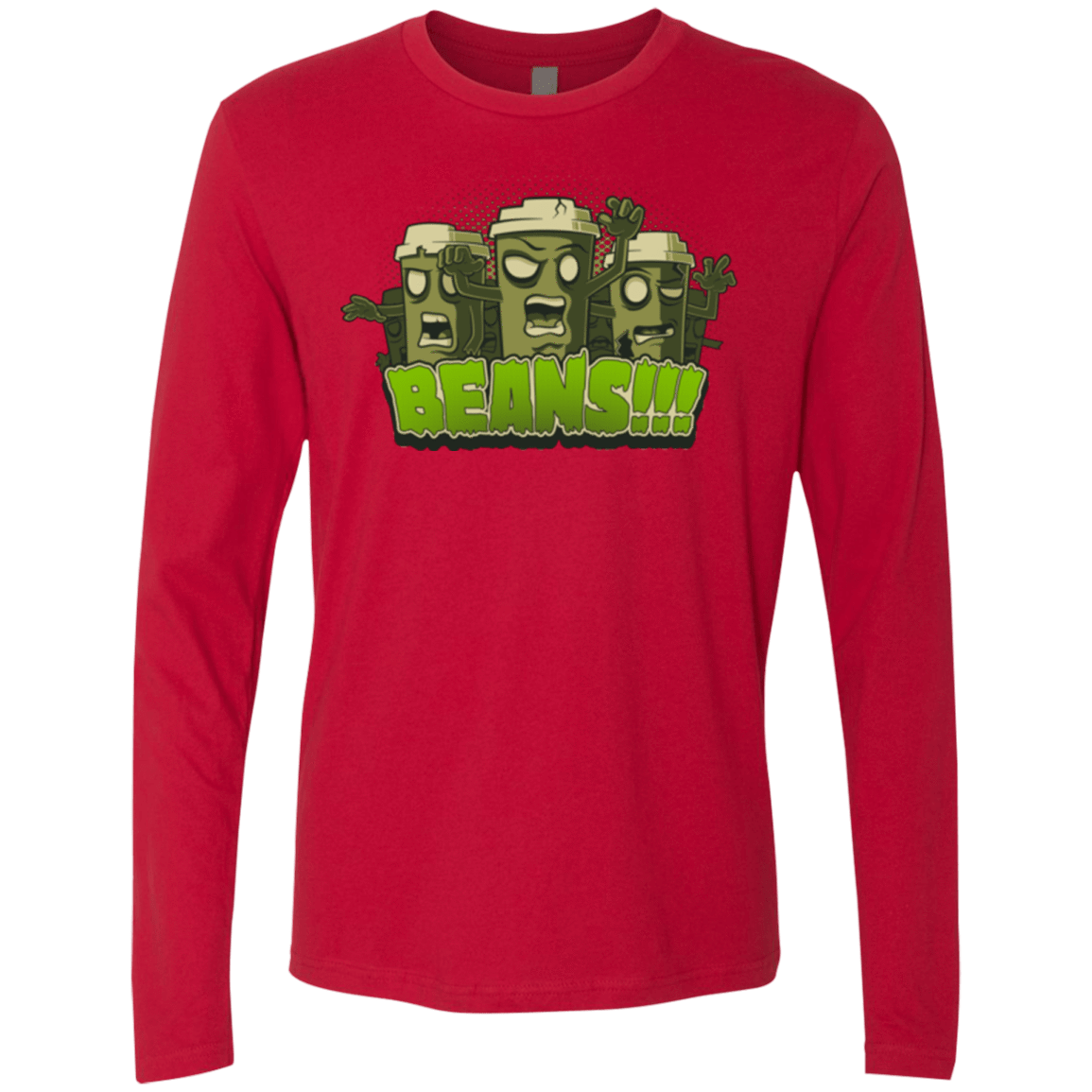 T-Shirts Red / Small Beans Men's Premium Long Sleeve