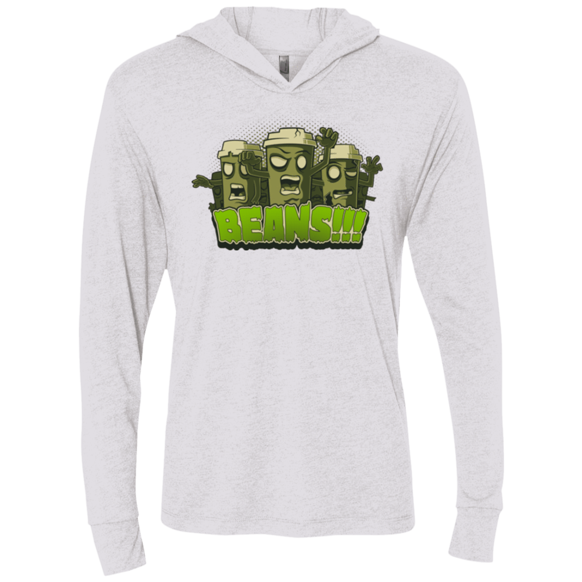 T-Shirts Heather White / X-Small Beans Triblend Long Sleeve Hoodie Tee