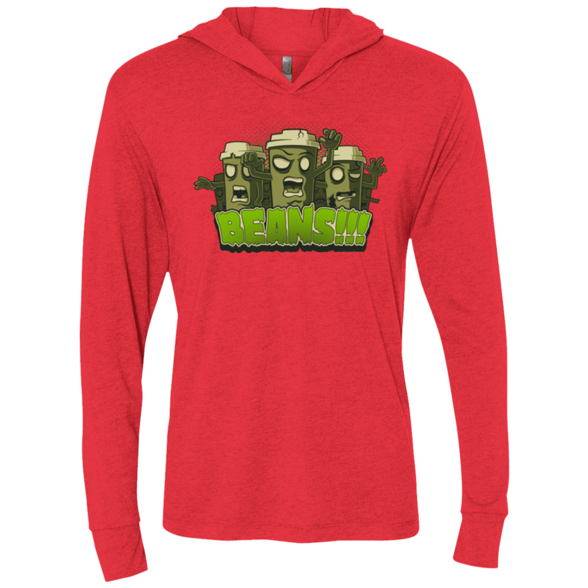T-Shirts Vintage Red / X-Small Beans Triblend Long Sleeve Hoodie Tee
