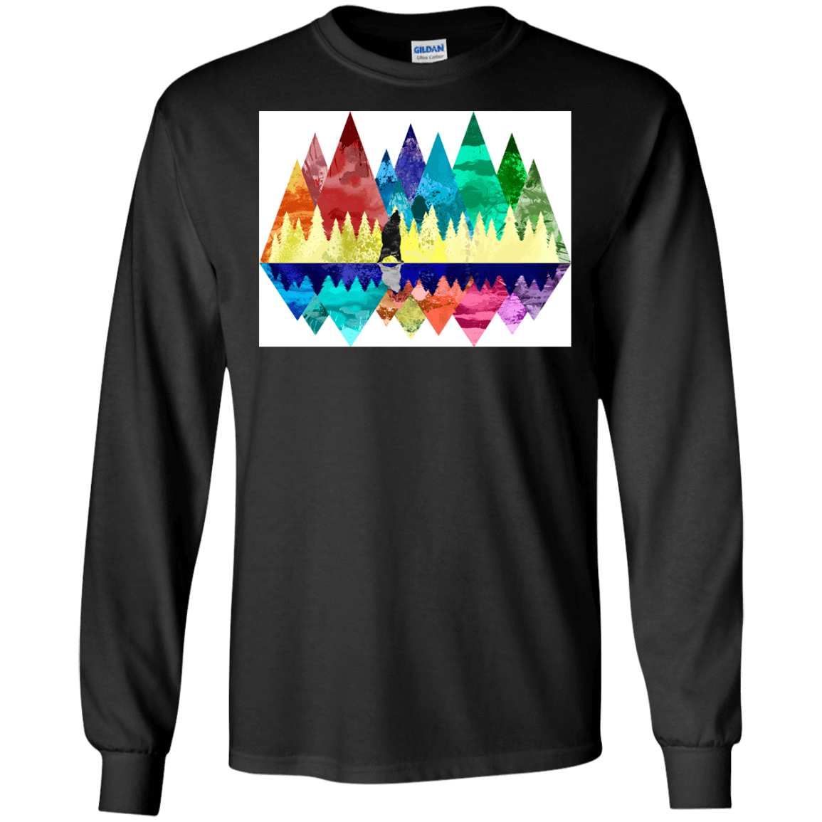 T-Shirts Black / S Bear Color Forest Men's Long Sleeve T-Shirt
